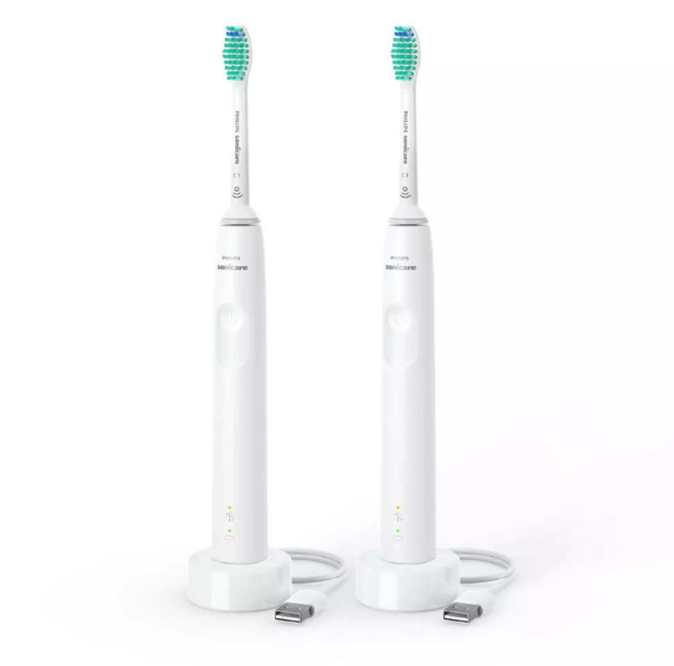 Bộ 2 Bàn Chải Đánh Răng Điện Philips HX3675/13 Series 3100 Màu Trắng - Công Nghệ Tiên Tiến, Làm Sạch Nhẹ Nhàng, Cảm Biến Áp Lực