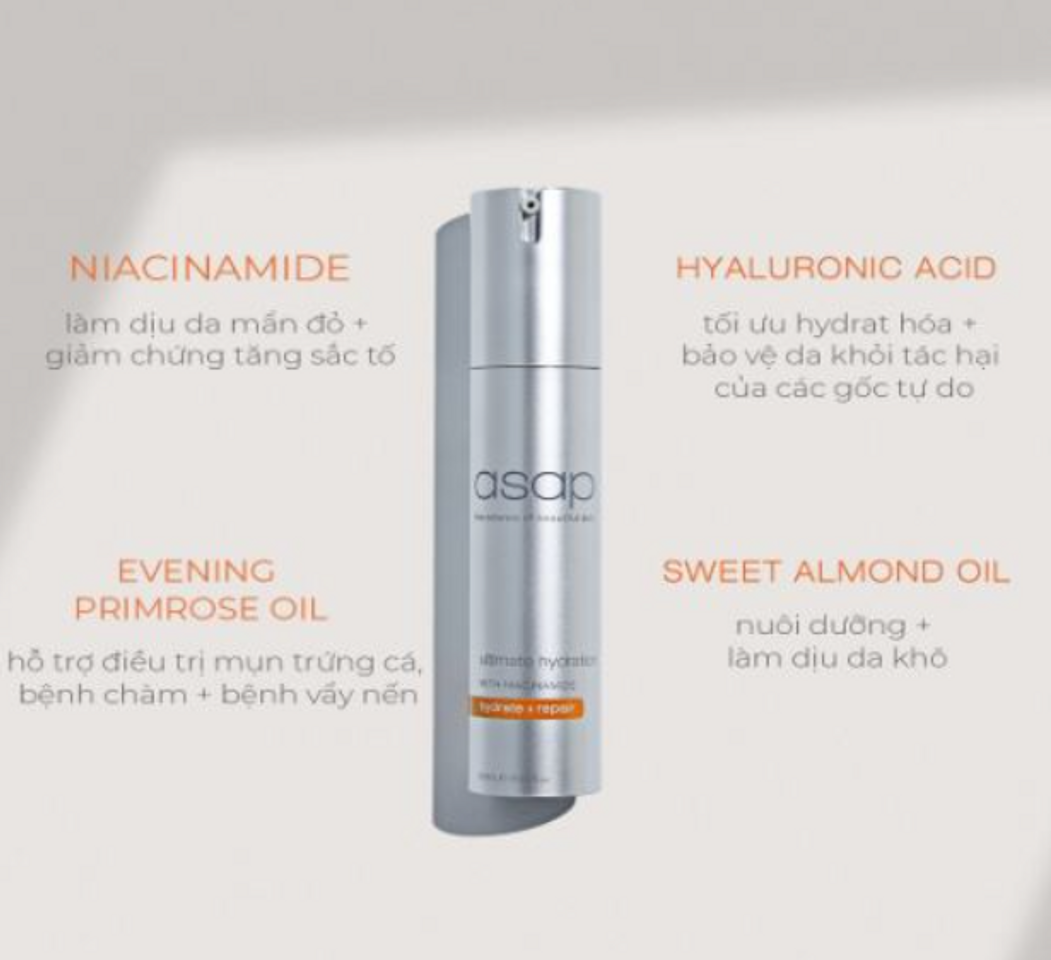 Kem Dưỡng Ẩm Asap Ultimate Hydration 50ml - Hỗ Trợ Mờ Nám, Sáng Da, Dưỡng Ẩm Chuyên Sâu Cho Mọi Loại Da