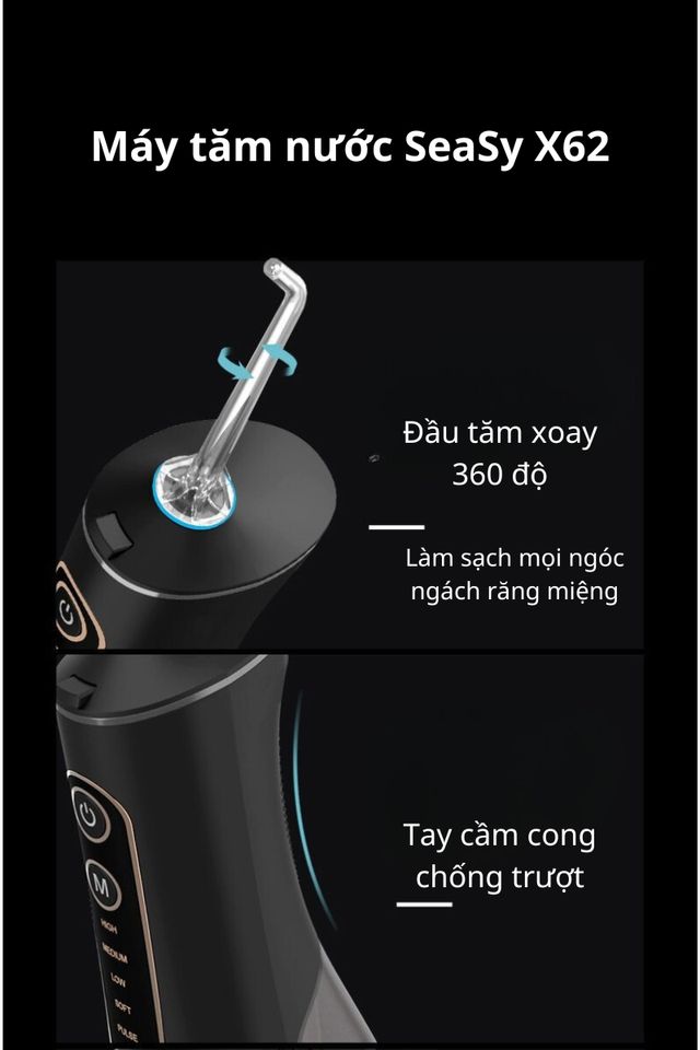 Máy Tăm Nước Cầm Tay SeaSy X62 - 5 Chế Độ Chăm Sóc Răng Miệng Hiện Đại, Thích Hợp Cho Người Niềng Răng và Trẻ Em