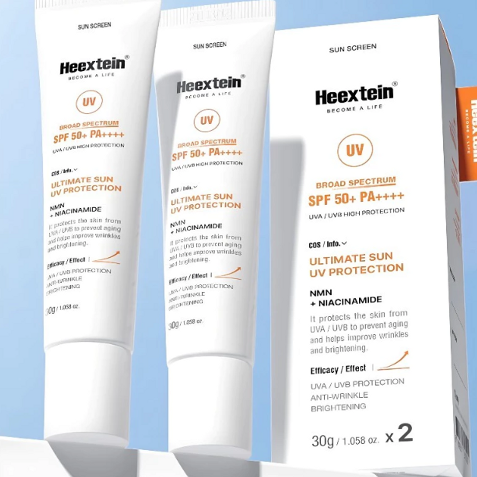 Hộp 2 tuýp kem chống nắng Heextein Sun UV Protection SPF50+ PA++++ - Chống nắng thuần vật lý bảo vệ da tối ưu, tiện lợi cho du lịch