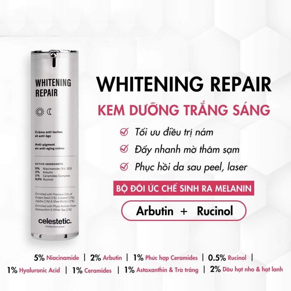 Kem Dưỡng Trắng Da 3 in 1 Celestetic Whitening Repair - Chống Lão Hóa, Làm Sáng Rạng Rỡ Da - Sản Phẩm Nhập Khẩu Bỉ