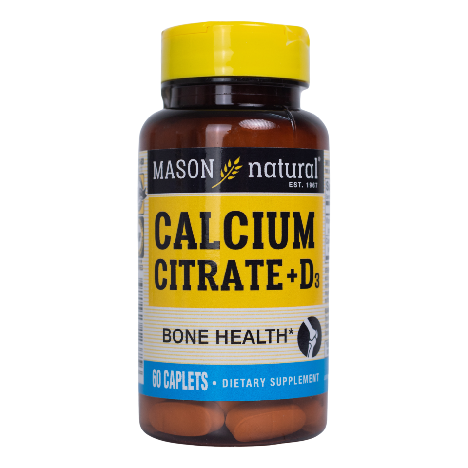 Viên Uống Bổ Sung Canxi Citrate + D3 Mason Natural - Hỗ Trợ Xương Răng Chắc Khỏe, Hấp Thu Tối Ưu, Lọ 60 Viên