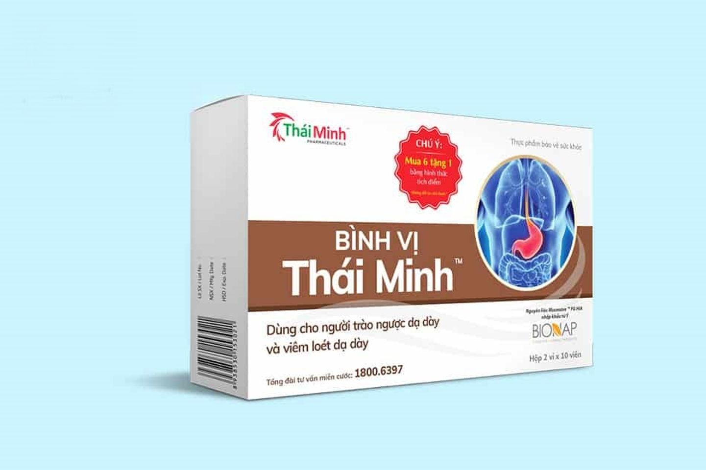 Viên uống Bình Vị Thái Minh - Hỗ trợ tiêu hóa tự nhiên, giảm acid dạ dày, viêm loét hiệu quả - Hộp 20 viên