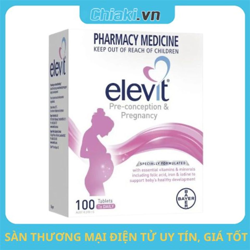 Vitamin Bà Bầu Elevit Úc - Hộp 100 Viên, Bổ Sung Dinh Dưỡng Cho Mẹ Mang Thai và Thai Nhi, Vitamin Thiết Yếu Từ Thương Hiệu Bayer
