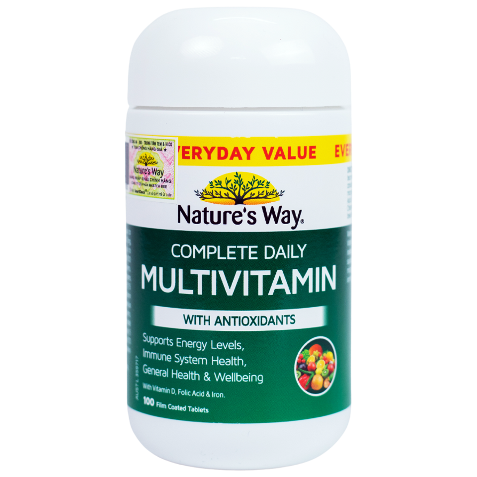 Vitamin Tổng Hợp Nature’s Way Complete Daily Multivitamin - Hỗ Trợ Đề Kháng và Năng Lượng - Hộp 200 Viên từ Úc