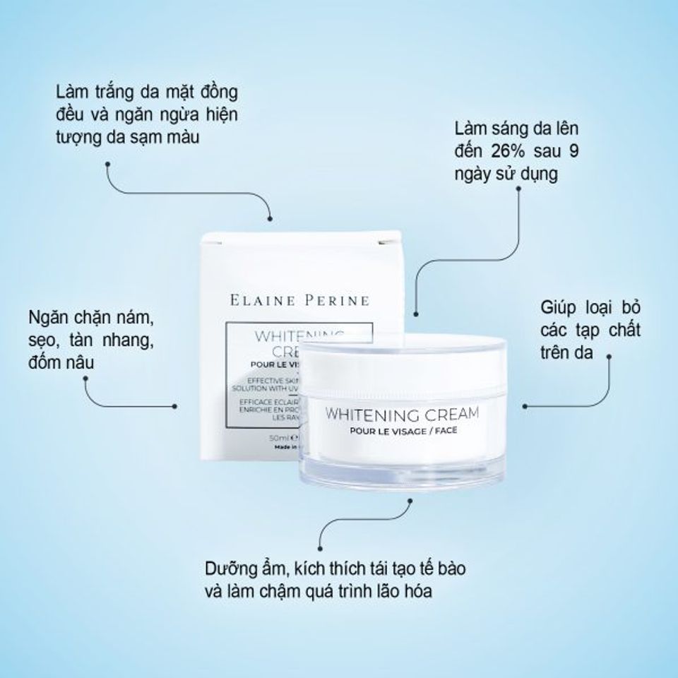 Kem Dưỡng Trắng Da Elaine Perine Whitening Cream 50ml - Cải Thiện Da Nám, Cấp Ẩm và Phục Hồi Da Tổn Thương