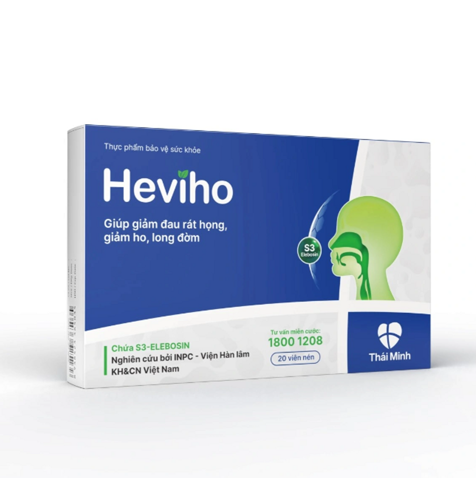Viên Hỗ Trợ Giảm Ho Heviho Thái Minh - Chiết Xuất Thảo Mộc Tự Nhiên Giúp Làm Ấm Họng, Giảm Ho, Long Đờm, Giảm Đau Rát Họng