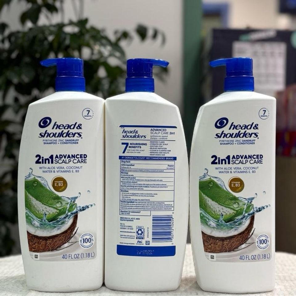 Dầu Gội 2in1 Head & Shoulders Mùi Dừa & Aloe Vera 1.18ml - Dưỡng Tóc Sạch, Khỏe Và Mượt Mà, Hàng Mỹ Chính Hãng