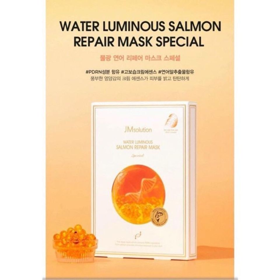 Mặt Nạ Cá Hồi JM Solution Water Luminous Salmon Repair 40g x 5 Miếng - Dưỡng Ẩm, Tái Tạo Da, Chống Lão Hóa Hàn Quốc