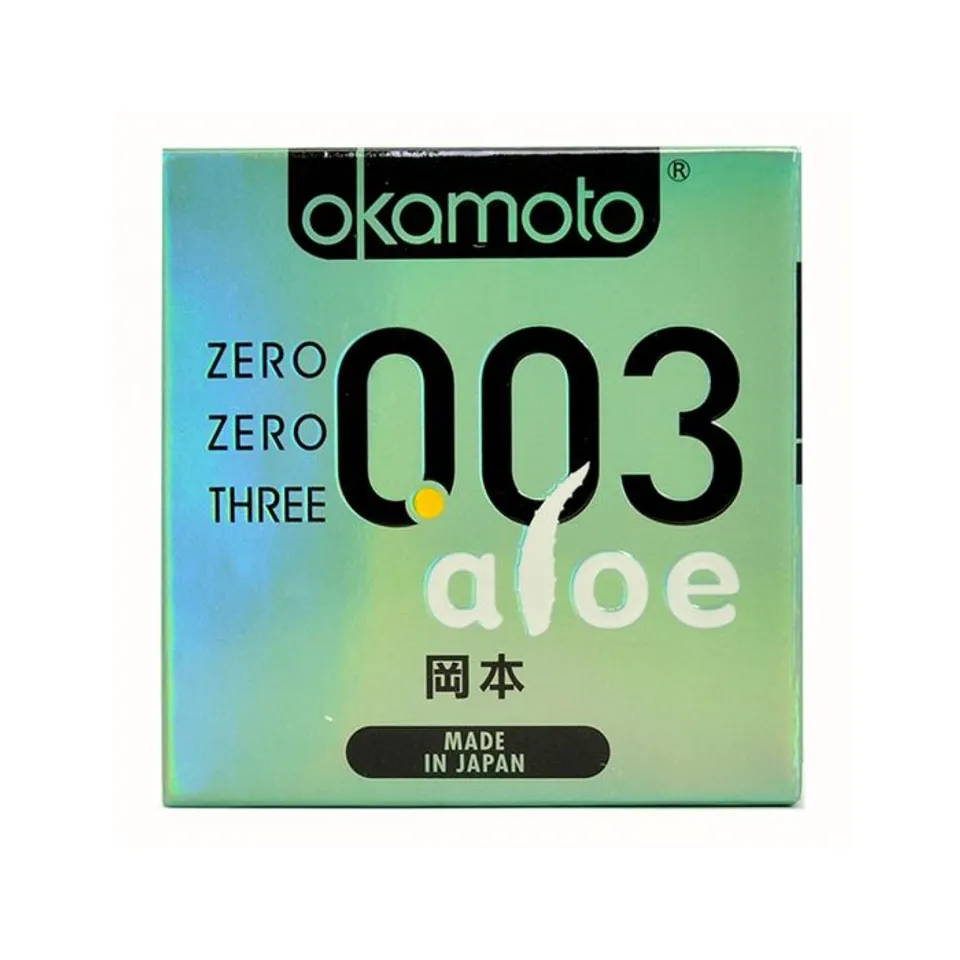 Bao Cao Su Okamoto 0.03 Aloe Tinh Chất Lô Hội Nhật Bản