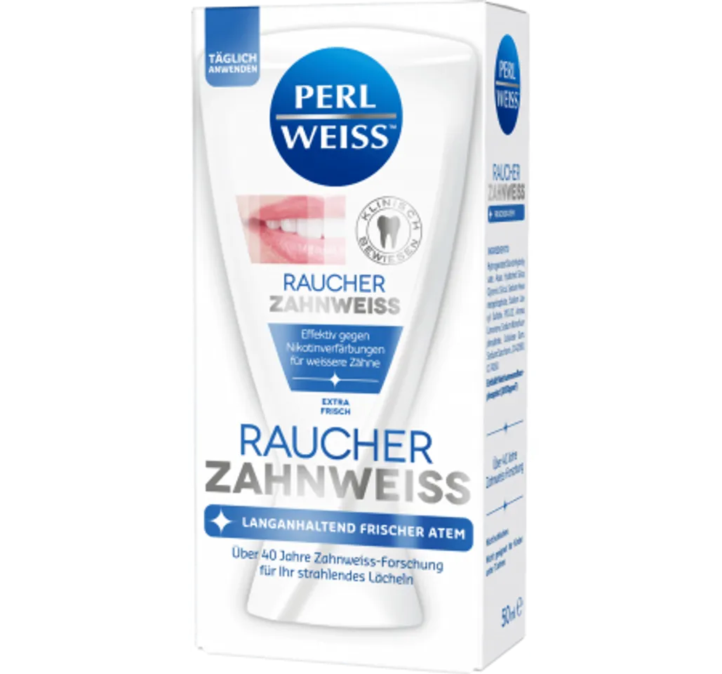 Kem tẩy trắng răng Perl Weiss 50ml của Đức, Perl Weiss Raucher (màu xanh)