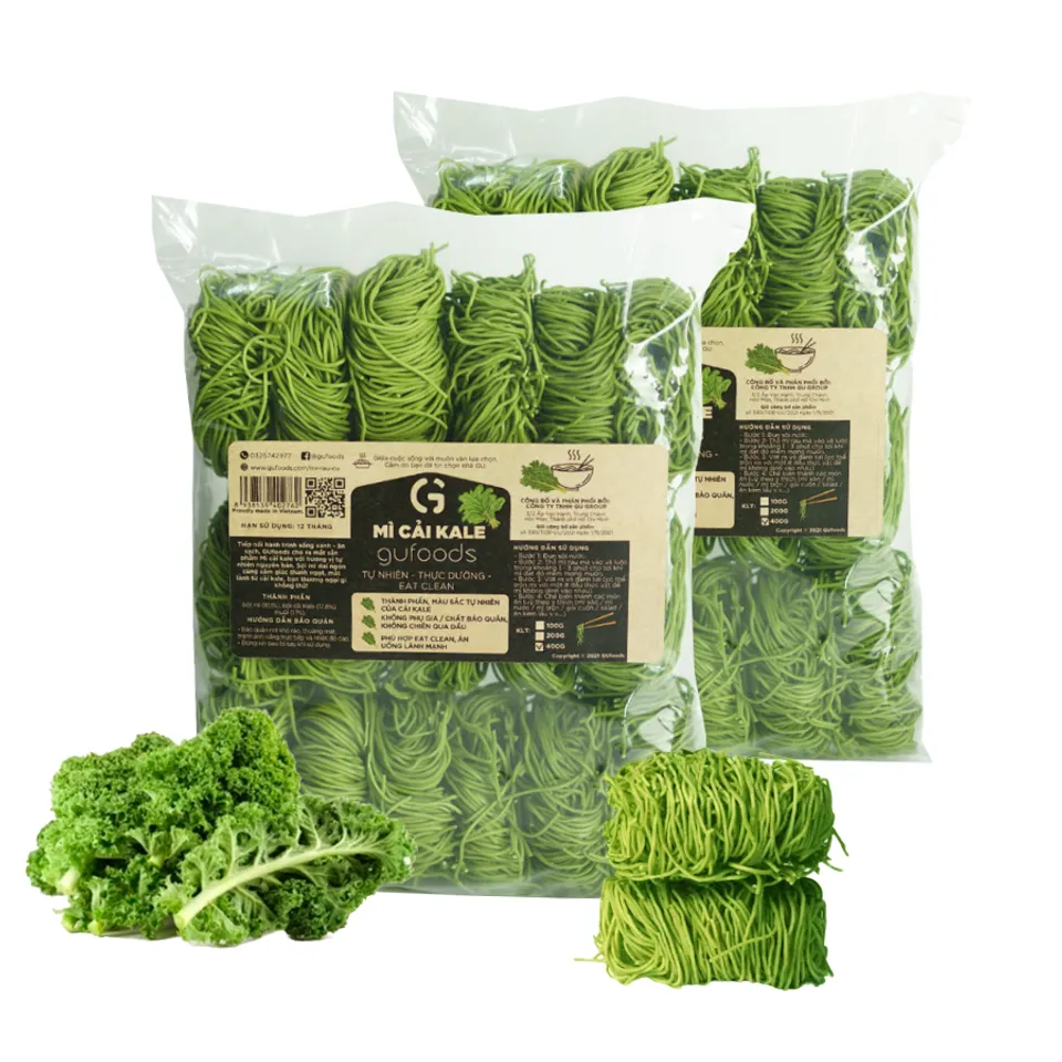 Combo 2 gói Mì cải Kale GUfoods (mỗi gói 400g), giàu chất xơ, tự nhiên