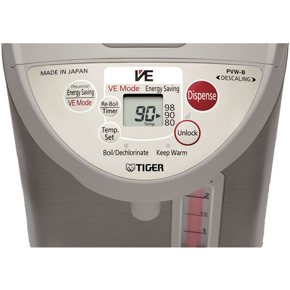 Bình Thủy Điện Tử Chân Không Tiger PVW-B30W (3.0L) - Tiết Kiệm Điện, Chức Năng Khử Mùi, Màn Hình LCD, 2 Chế Độ Lấy Nước