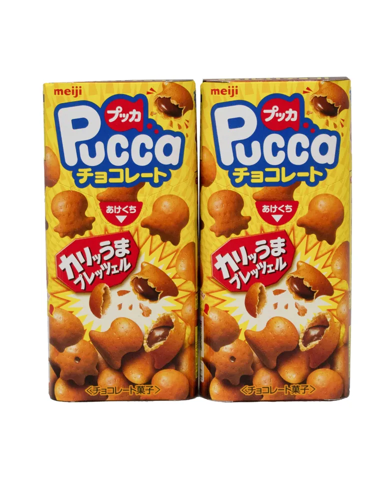Bánh snack vị socola meiji pucca (nhân tan chảy vỏ giòn tan)