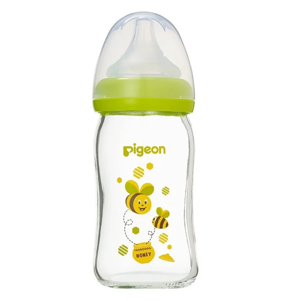 Bình sữa thủy tinh cổ rộng Pigeon 160ml con Ong