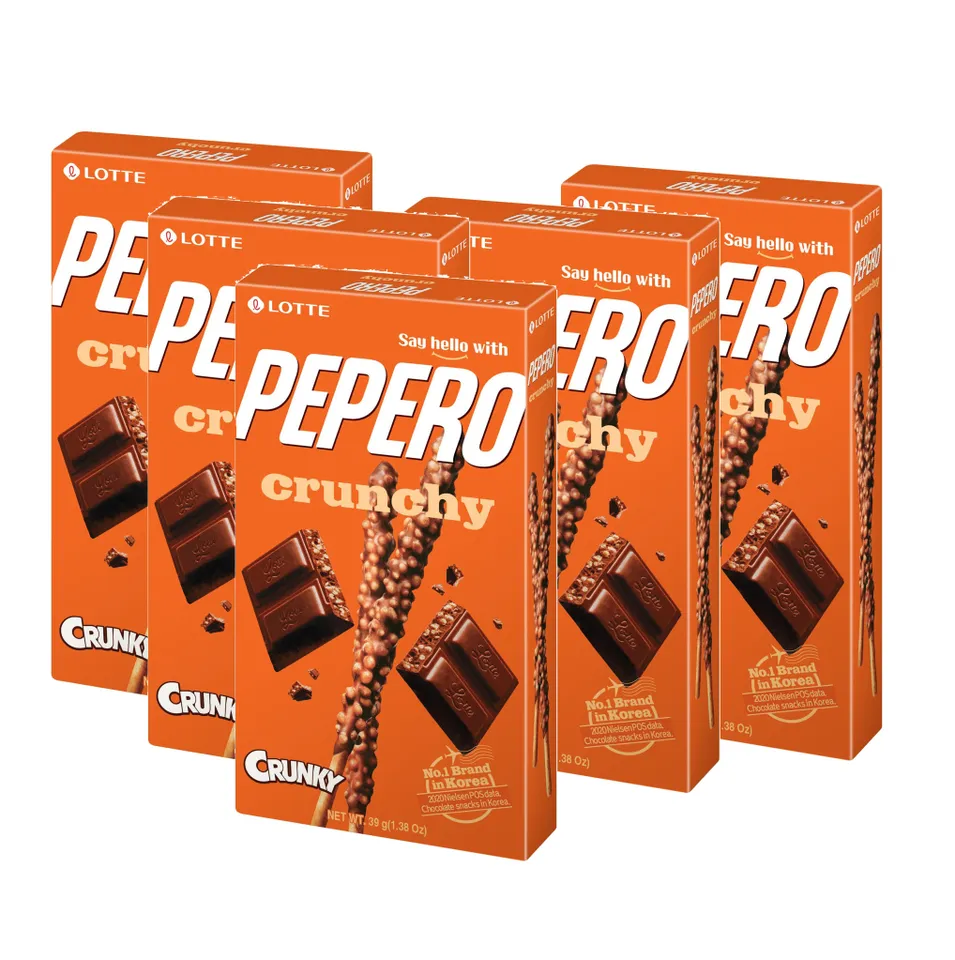 Combo 5 hộp bánh que Lotte Pepero giòn tan phủ Sô-cô-la Crunky