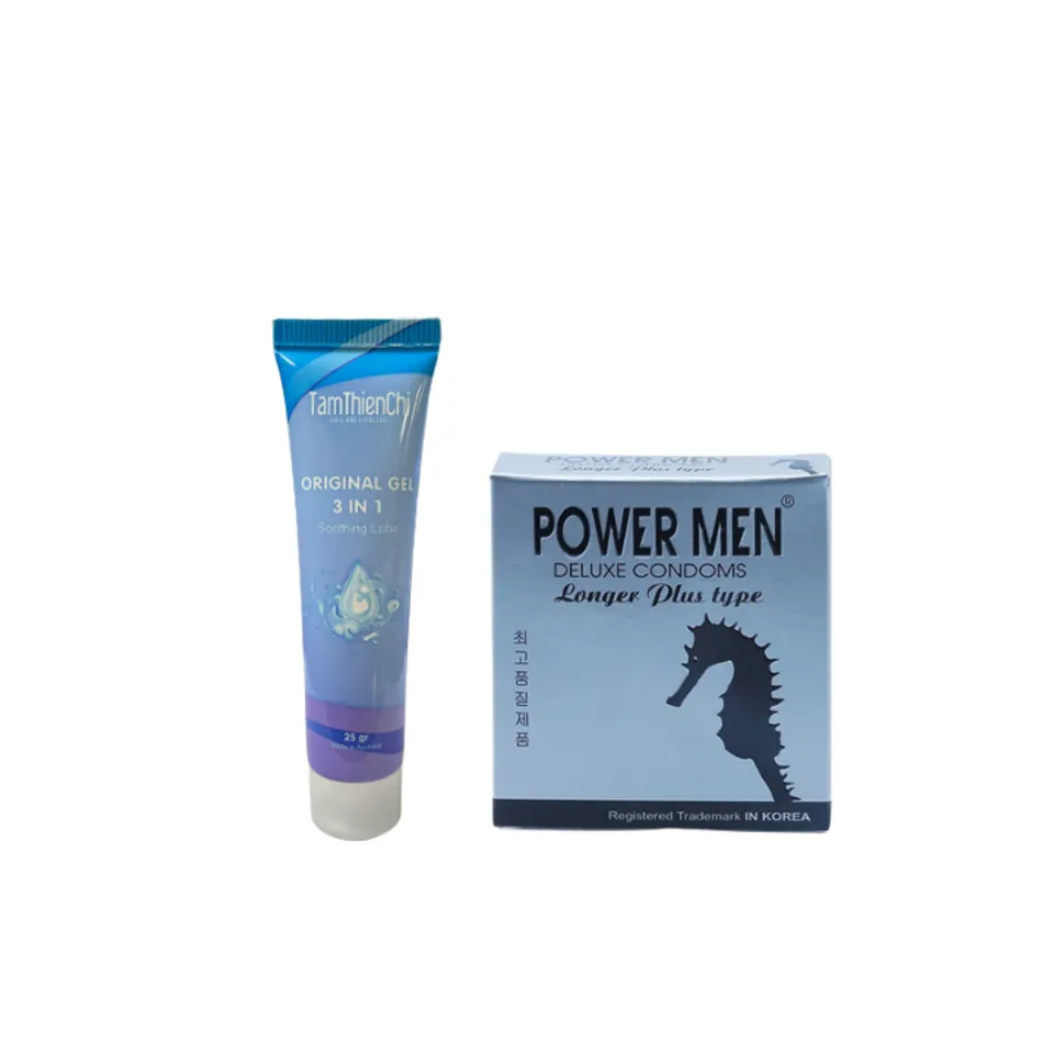 Gel bôi trơn Tâm Thiện Chí 25g & Bao cao su Powermen Cá ngựa bạc hộp 3