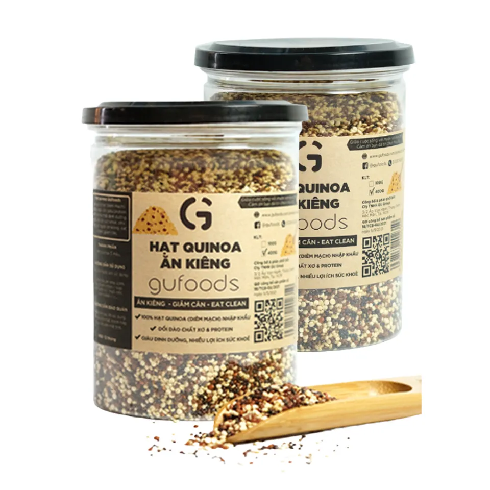Combo 2 hũ Hạt quinoa (diêm mạch) 3 màu ăn kiêng GUfoods (mỗi hũ 400g), 2 hũ x 400g