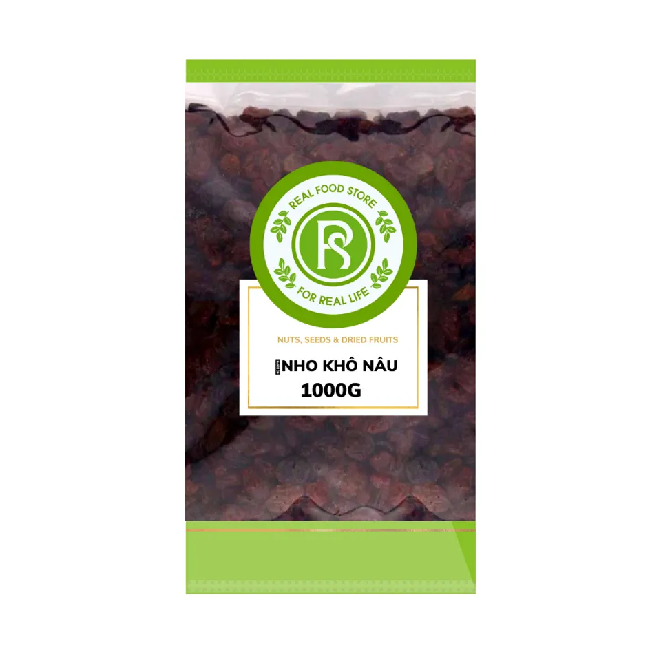 Nho khô nâu Real Food (brown raisins) - 100g/350g/500g/1kg/2kg, 350g