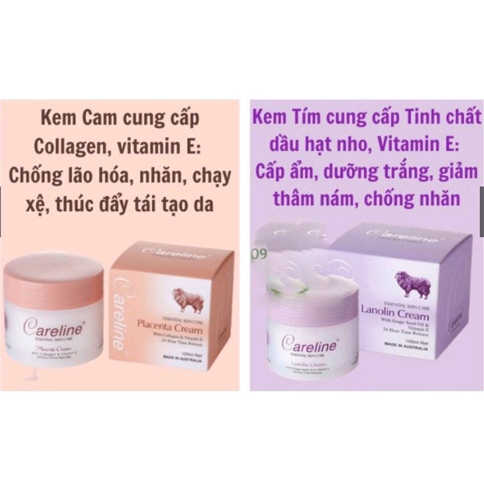Kem Dưỡng Da Nhau Thai Cừu Careline Úc - Chống Nhăn, Trắng Sáng, 100ml, Dưỡng Ẩm, Phục Hồi Da Mịn Màng, Chăm Sóc Da Hằng Ngày