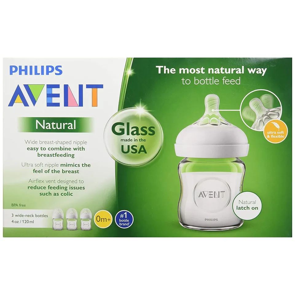 Bộ 3 bình sữa thủy tinh Philips Avent natural ty mềm 120ml, Tách 1 bình lẻ;