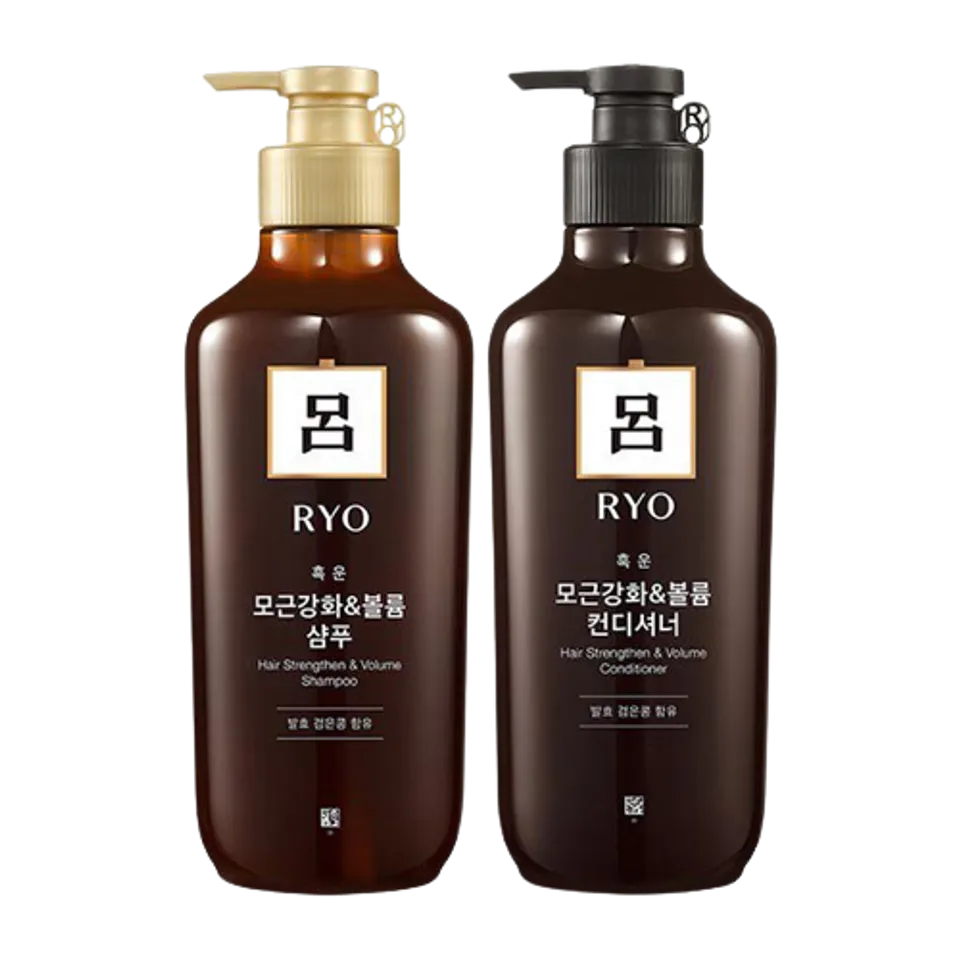 Cặp dầu gội xả thảo mộc giúp giảm rụng tóc Ryo Hàn Quốc tổng 550ml x 2, Nâu giảm rụng tóc