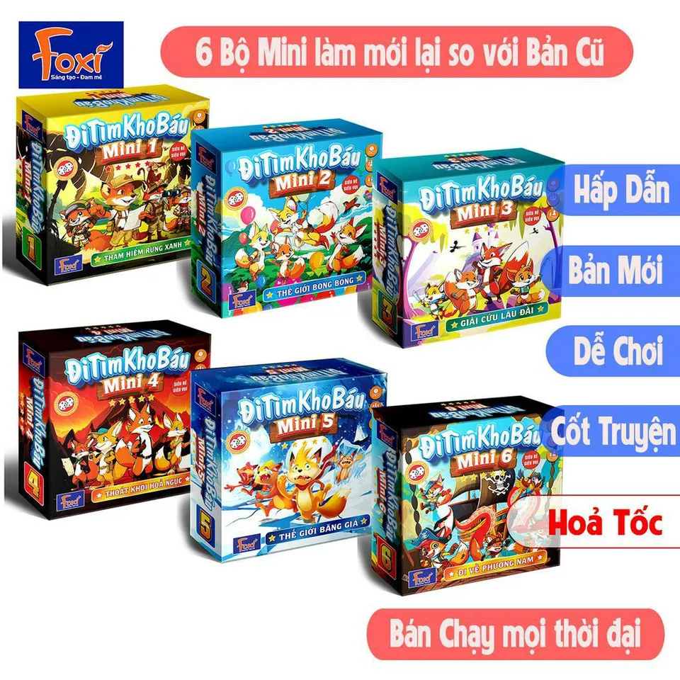 Combo 6 Hộp Đồ Chơi Board Game - Đi Tìm Kho Báu Mini 1,2,3,4,5,6