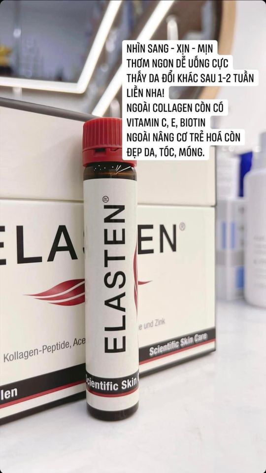 Collagen Elasten Đức Dạng Nước 28 Ống X 25ml - Giải Pháp Trẻ Hóa Da, Giúp Làm Sáng Da và Tăng Cường Độ Đàn Hồi, Hương Vị Cherry Thơm Ngon