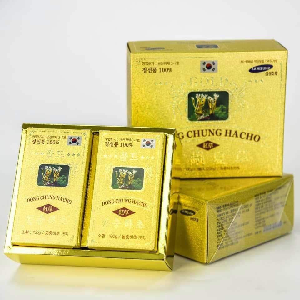 Viên Đông Trùng Hạ Thảo Samsung Dong Chung Hacho Red Gold 100g - Tăng cường sức khỏe, bổ phổi, giải độc gan (2 Lọ)