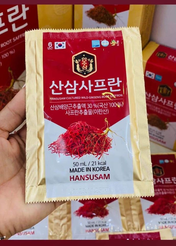 Nước hồng sâm nhụy hoa nghệ tây Hansusam Saffron 30 gói x 50ml