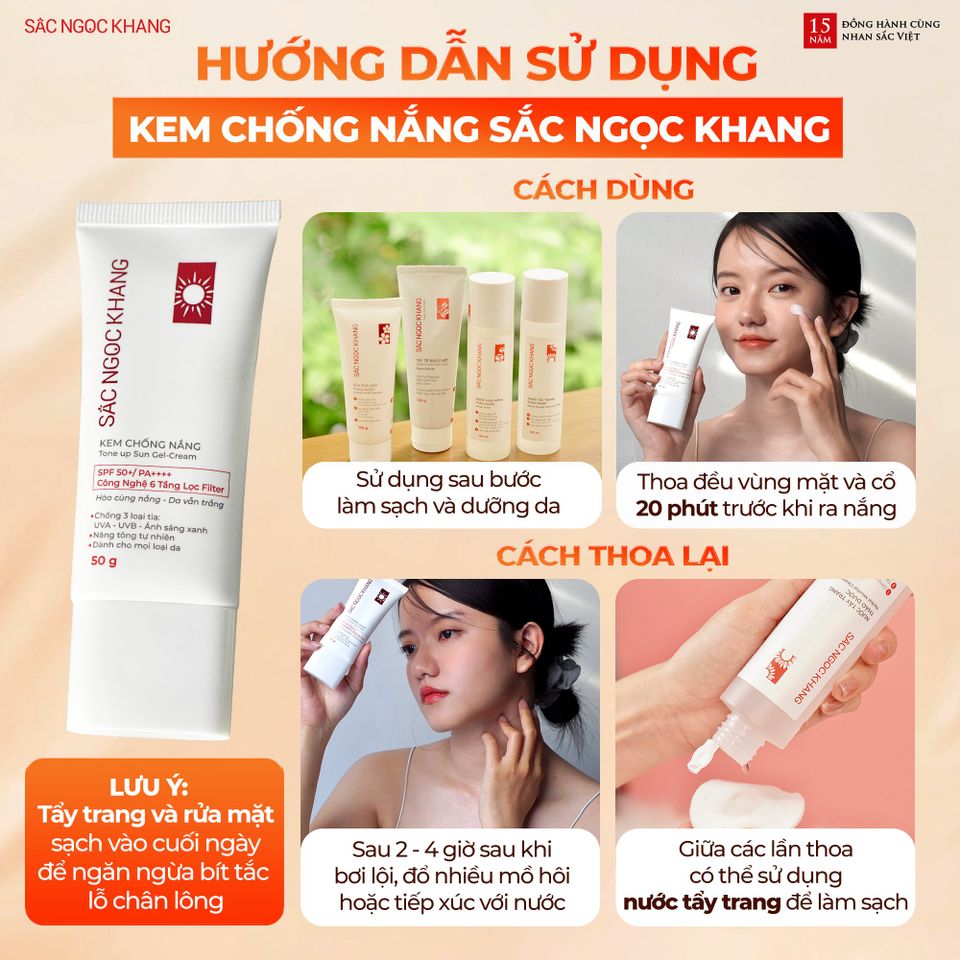Kem Chống Nắng Sắc Ngọc Khang SPF50+/PA++++ - Bảo Vệ Da Toàn Diện, Chống Nắng Hiệu Quả, 50g