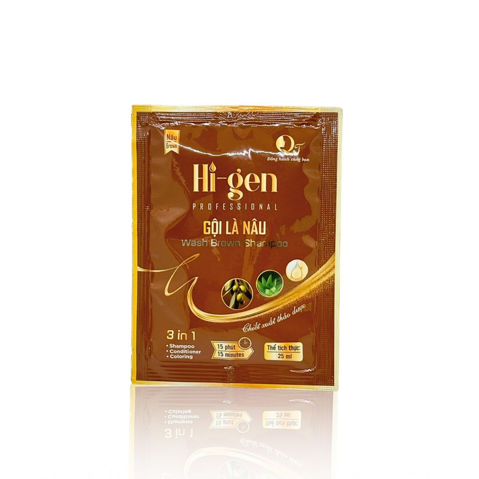 Dầu Gội Phủ Bạc Hi-gen – Bộ 10 Gói 25ml, Giải Pháp Tóc Nâu Tự Nhiên, Chăm Sóc Tóc Hiệu Quả, Mùi Hương Thoang Thoảng