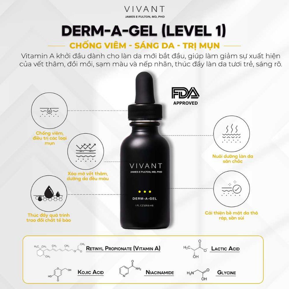 Serum Vivant Derm-A-Gel® Chống Lão Hóa, Giảm Nếp Nhăn & Đều Màu Da - 30ml Dành Cho Tất Cả Loại Da