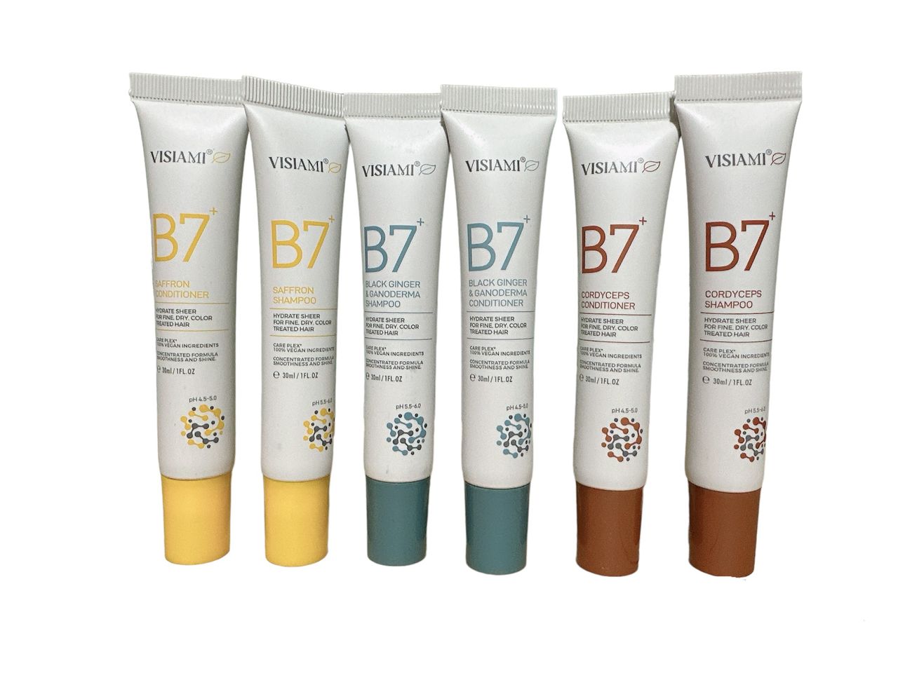 Combo Dầu Gội và Xả B7 Black Visiami 30ml - Phục Hồi Tóc Khỏe Mạnh với Biotin và Bưởi Đỏ Organic