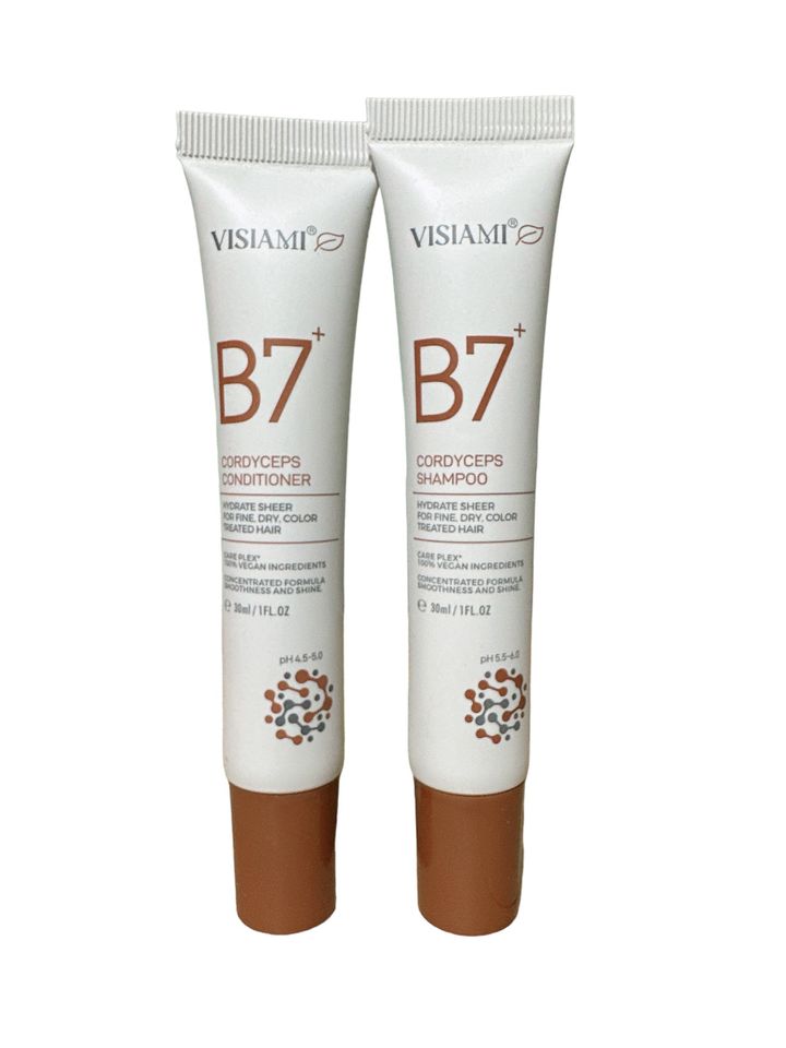 Combo Dầu Gội và Xả B7 Black Visiami 30ml - Phục Hồi Tóc Khỏe Mạnh với Biotin và Bưởi Đỏ Organic