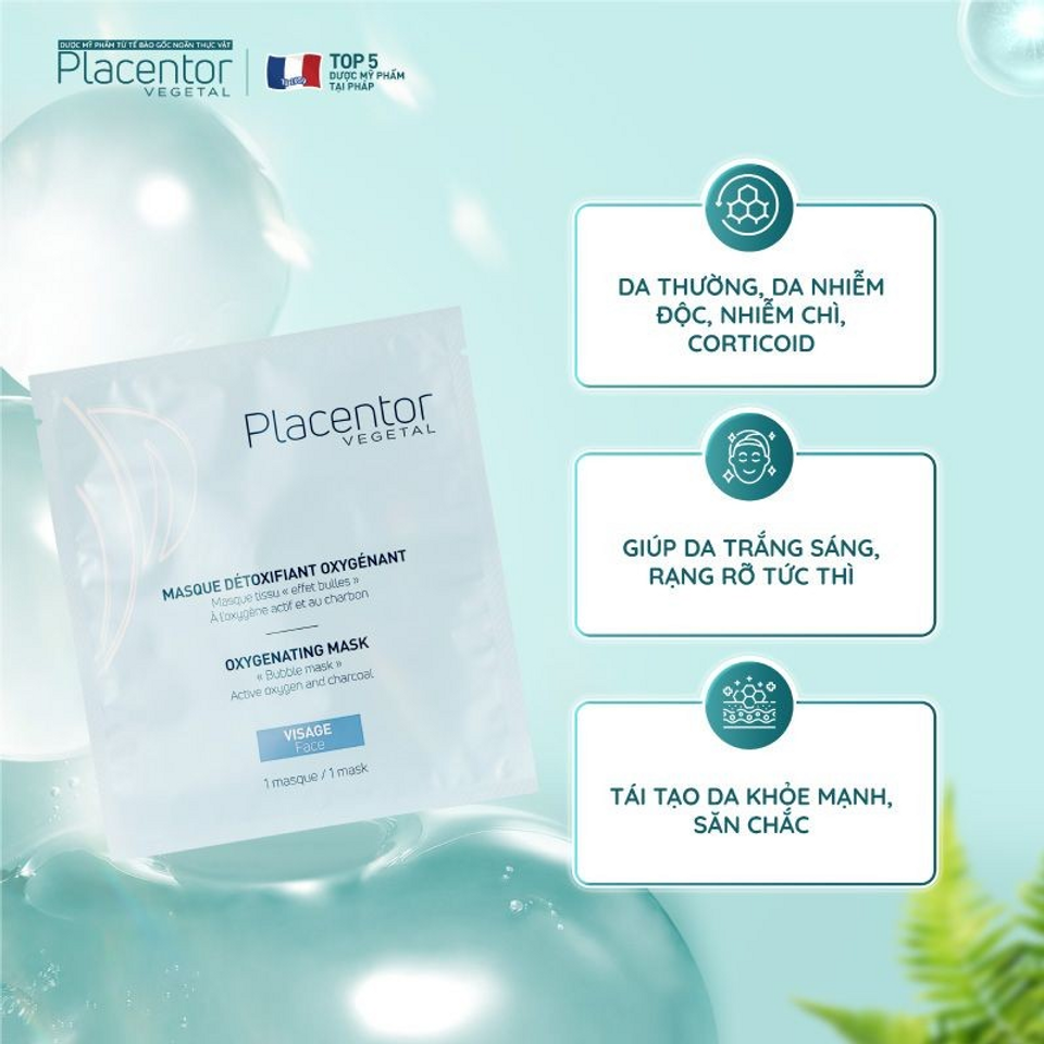 Mặt Nạ Thải Độc Tố Placentor Vegetal - Mặt Nạ 1 Miếng Giúp Thanh Lọc Da, Cấp Ẩm, Phục Hồi Làn Da Tươi Sáng Từ Pháp