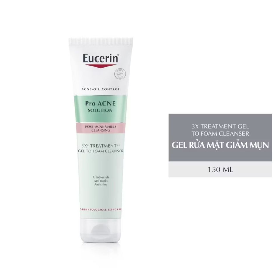 Sữa Rửa Mặt Eucerin Pro Acne Solution 3X Gel Foam - Giảm Mụn, Làm Sạch Sâu, Phù Hợp Cho Da Mụn Viêm, Chăm Sóc Da Mặt