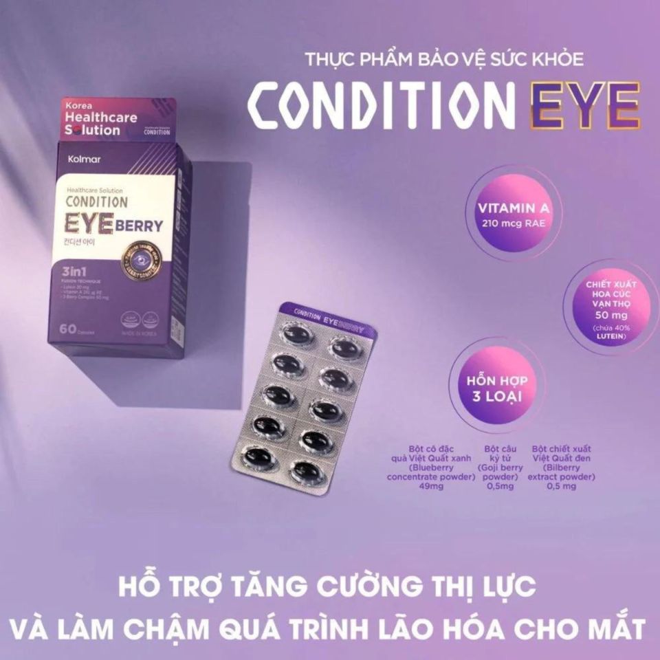 Viên Uống Bổ Mắt Kolmar Condition Eye - Hỗ Trợ Cải Thiện Thị Lực, Chống Oxy Hóa, 60 Viên