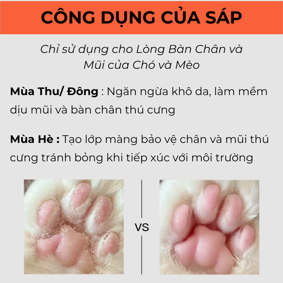Sáp Dưỡng Ẩm Mũi và Lòng Bàn Chân Cho Chó Mèo TINYPAWS - Giúp Làm Mềm Da, Bảo Vệ và Chống Nứt Nẻ Từ Tự Nhiên