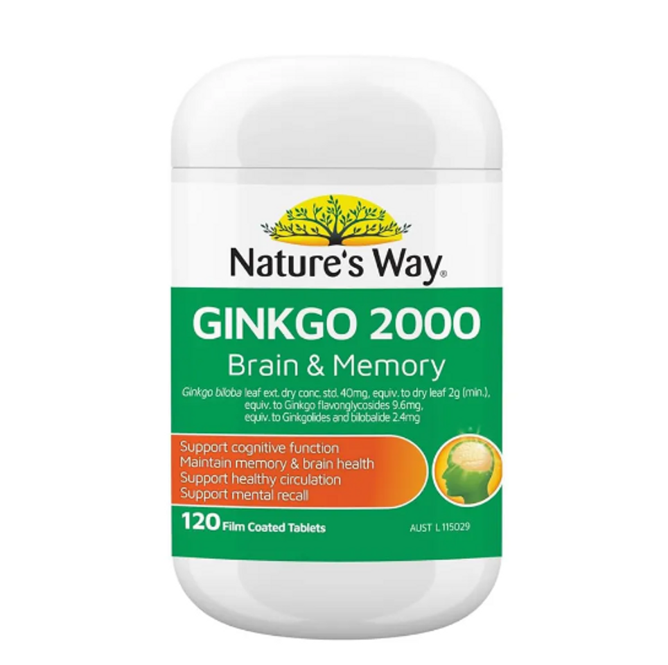 Viên bổ não Nature’s Way Ginkgo Biloba 2000mg - Sản phẩm hỗ trợ trí nhớ, tăng cường tuần hoàn não, 120 viên của Úc