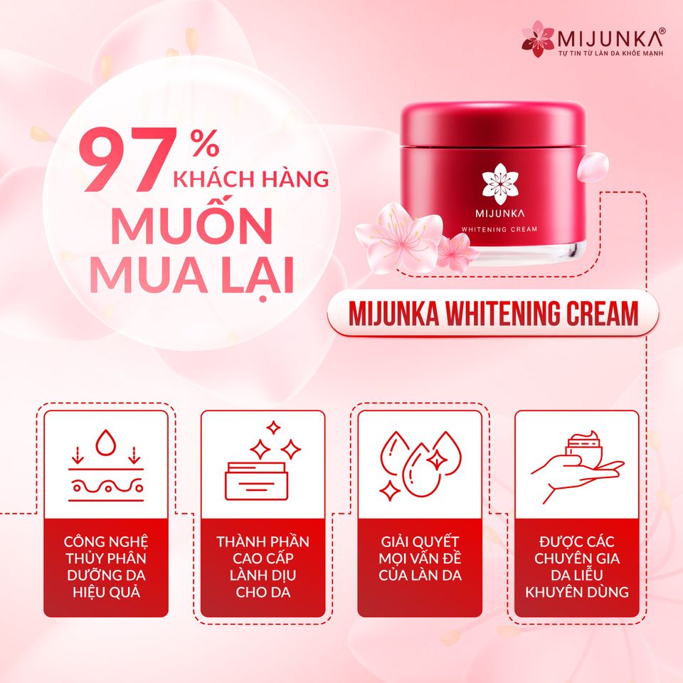 Kem Dưỡng Trắng Da Mijunka Whitening Cream 50g - Làm Sáng Da, Cấp Ẩm, Ngăn Ngừa Lão Hóa, Phù Hợp Mọi Loại Da