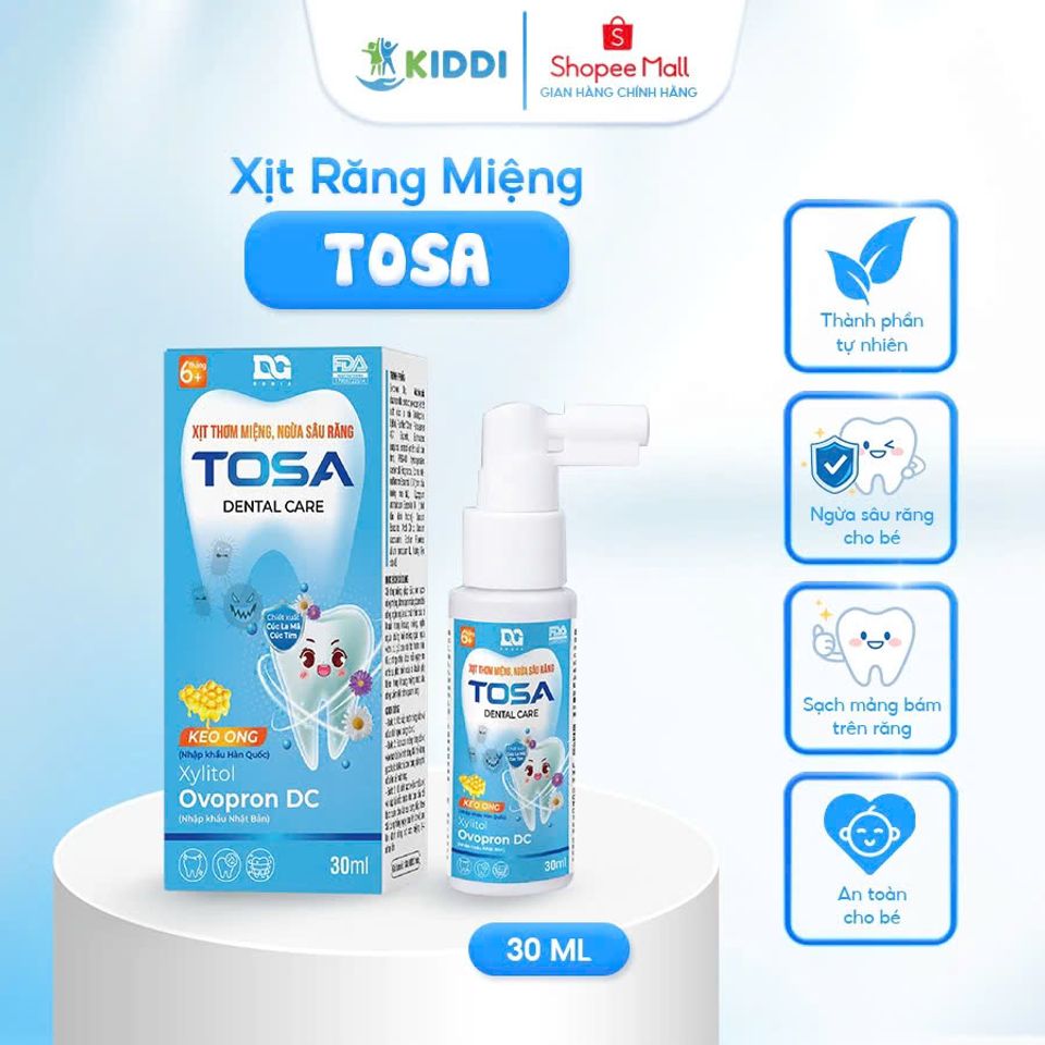 Xịt Răng Miệng Tosa Cho Bé - Ngăn Ngừa Sâu Răng, Thơm Miệng, Dùng Cho Trẻ Từ 6 Tháng - Hỗ Trợ Răng Miệng Khỏe Mạnh