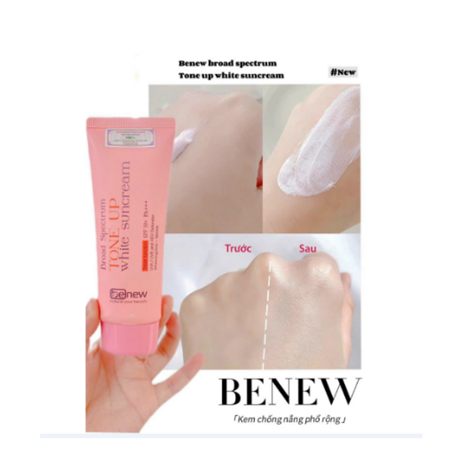 Kem Chống Nắng BENEW 70g - Phổ Rộng SPF50+, Nâng Tone, Dưỡng Trắng Da, Thích Hợp Mọi Loại Da, Xuất Xứ Hàn Quốc