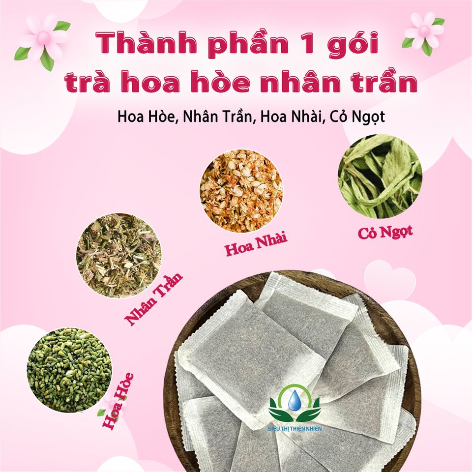 Trà Hoa Hoè Nhân Trần Túi Lọc - Giải Khát Thảo Mộc Hộp 30 Túi x 3gr - Được Chứng Nhận ISO, Dễ Dùng Cho Mọi Đối Tượng