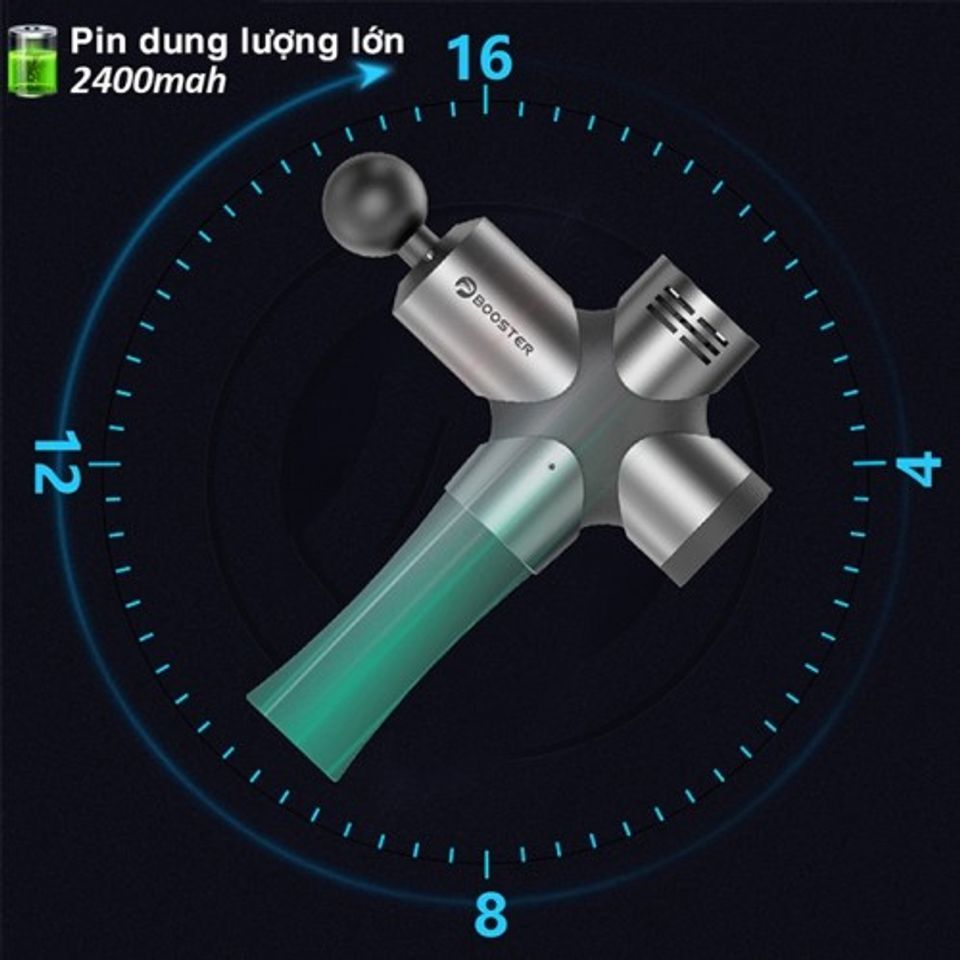 Súng Massage Cầm Tay Booster PRO 3 - 126W Cao Cấp, 6 Đầu Massage, Giảm Đau Nhức Hiệu Quả, Phục Hồi Cơ Bắp Tối Ưu
