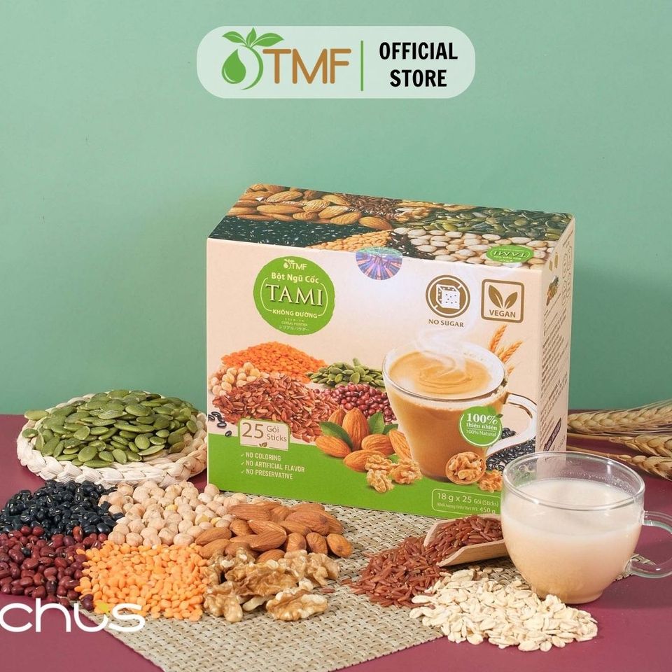 Bột ngũ cốc Tâm Minh Foods 450g - 25 gói Hạt Nảy Mầm Tự Nhiên Bổ Dưỡng, Dễ Dàng Pha Chế, Thích Hợp Mọi Lứa Tuổi