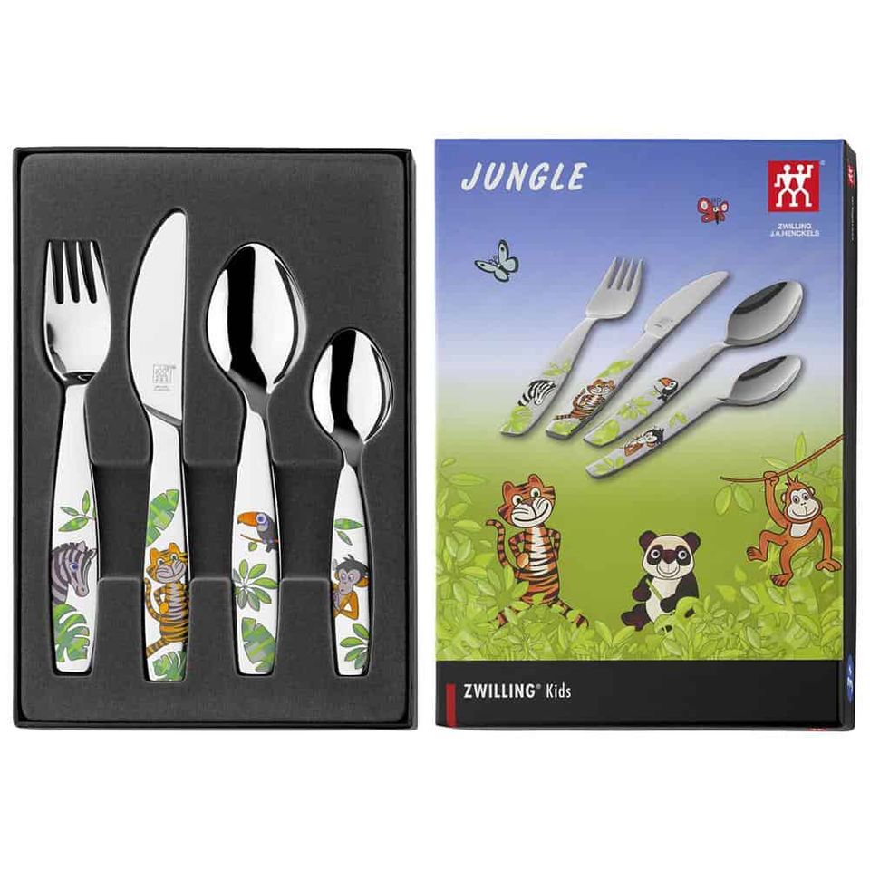 Bộ Đồ Ăn Trẻ Em Zwilling 4 Món - Dao, Nĩa, Thìa Stainless Steel Chất Lượng Cao với Họa Tiết Hiệp Sĩ Vui Nhộn, An Toàn Cho Trẻ Từ 3 Tuổi