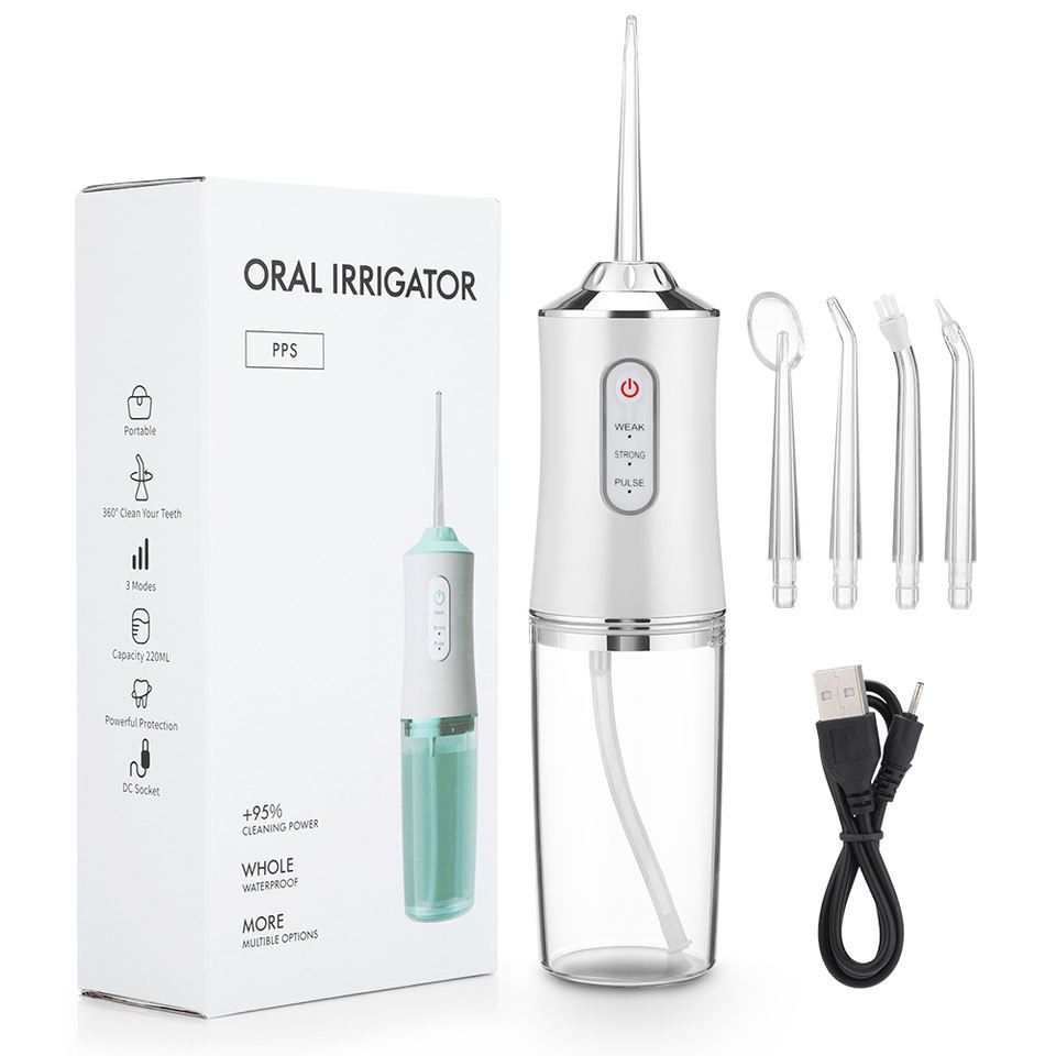 Máy Tăm Nước Cầm Tay Oral Irrigator 3 Chế Độ - Sạc USB Chống Thấm Nước, Dung Tích 240ml, Phù Hợp Dành Cho Người Niềng Răng