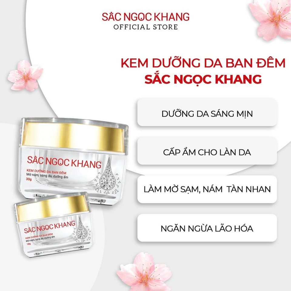 Kem Dưỡng Ban Đêm Sắc Ngọc Khang 30g - Mờ Nám, Tàn Nhang, Chiết Xuất Hoa Anh Đào Nhật Bản, Dưỡng Ẩm Từ Thiên Nhiên