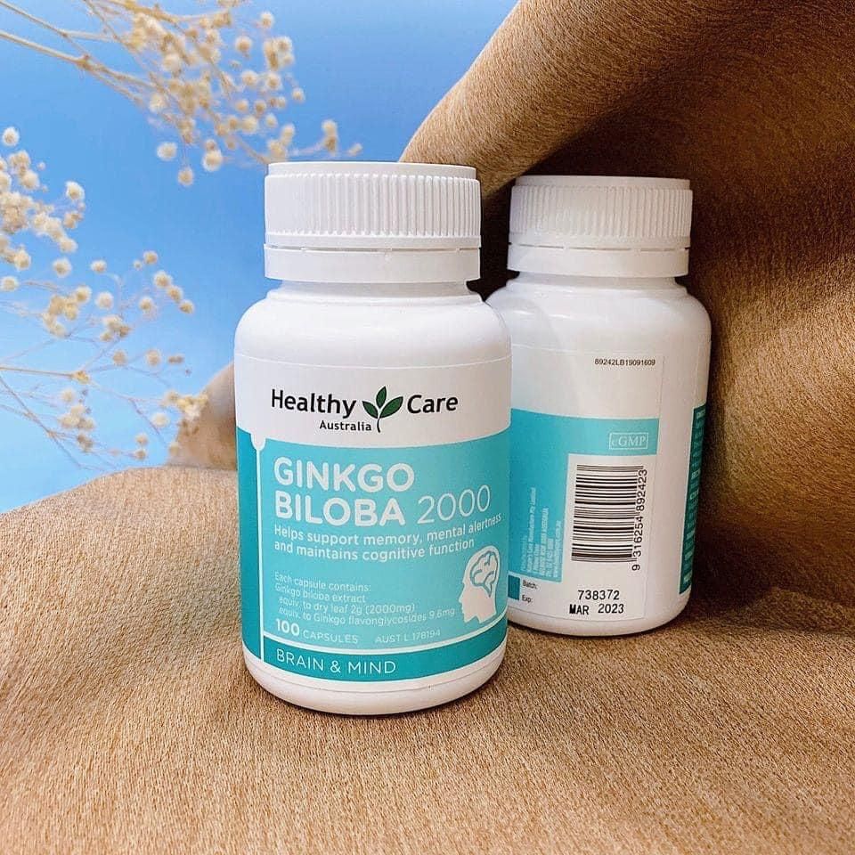 Viên uống bổ não Ginkgo Biloba Healthy Care 2000mg hàng mới
